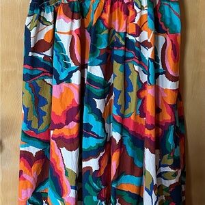 Maurices Blue and Orange Pleated A-Line Midi Skirt